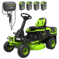 Greenworks 30in 60V 16HP Equivalent Riding Lawn Mower 1.25 Acre Tow Capacity 200 lbs with (4) 8.0Ah Batteries & Turbo